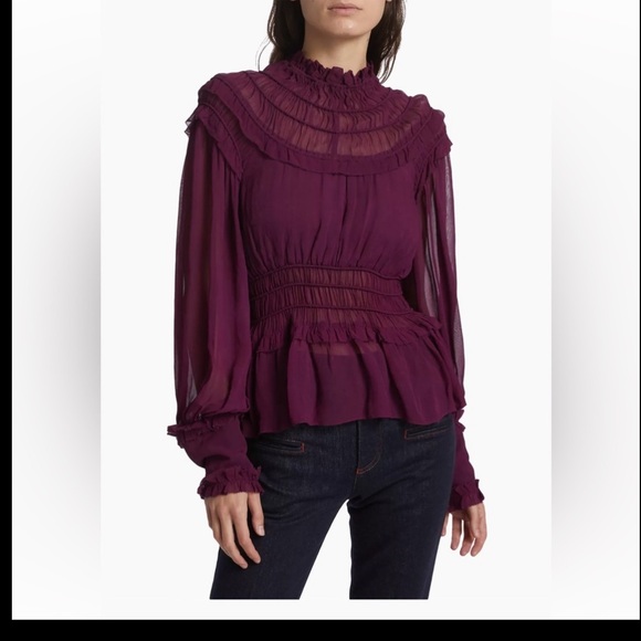 NWT Farm Rio mock neck sheer blouse - Picture 5 of 8